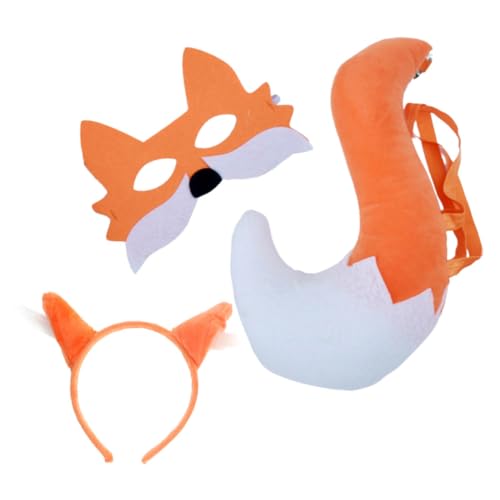 JEWEDECO 1 Satz Fuchs-Anziehset Kinder-Cosplay-Set Fuchs Verkleidung Kinder Fuchs-Cosplay-Set Plüsch-Tierhaarband Fuchs-Cosplay-Kostüm Fuchs Cosplay Prop Stirnband-Dekor Kristallsamt Orange von JEWEDECO