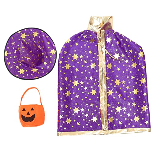 JEWEDECO 1 Satz Halloween-Umhang kinderkostüme halloween kinderkostum halloween Halloween-Hüte und Umhänge Kid Wizard Cape und Hut Halloweenkostüm weihnachtsdeko Zaubererhut Party-Umhang von JEWEDECO