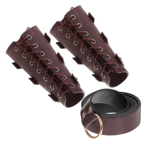 JEWEDECO 1 Satz Hüftgurt Für Männer Renaissance-kostüm Mittelalterliche Armschützer Wikinger Kostüm Damen Wikinger-Accessoires Für Männer Mittelalterlicher Wikingergürtel Hosengürtel Leder von JEWEDECO