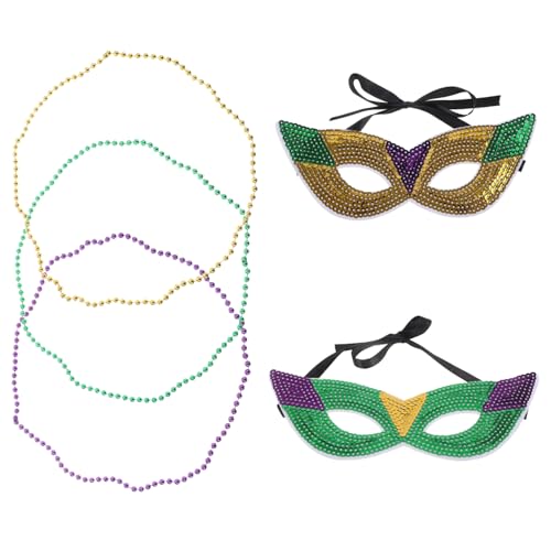 JEWEDECO 1 Satz Karnevalsmaske Halskette mit Perlenkette karnevalsdekorationen für party Partykostüm masquerade faschingskostüme Karnevalsperlen zum Leuchten bringen karneval perlen Plastik von JEWEDECO