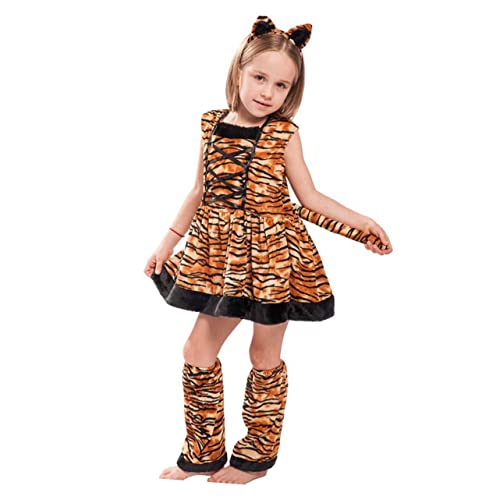 JEWEDECO 1 Satz Mädchenkostüm Mädchen Nachtwäsche Mädchenkleidung Tiger-cosplay-kostüm Mädchen-outfit Mädchen Verkleiden Sich Kinder Cosplay Partykleid Kinderkostüme Mädchen-nachthemd Brown von JEWEDECO