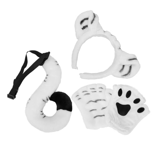 JEWEDECO 1 Satz Tiger-stirnband-set Tigerschwanz Stirnbänder Für Tier-stirnband-kostüm Tiere Für Tierkostüm Plüschfigur Spielzeug Ohren Stirnband Und Weiß Stoff von JEWEDECO