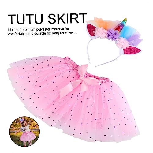 JEWEDECO 1 Satz Tutu-Rock für Mädchen zeigt Tutu-Rock babyrosa kleid Tutu-Rock mit Stirnband Babykleid verkleidung kinder karnevalskostüme kinder Tutu-Kostüm Tutu-Rock für Kinder Polyester von JEWEDECO