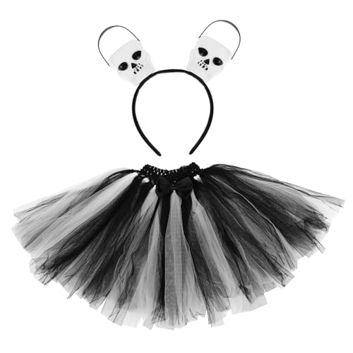 JEWEDECO 1 Satz Weißes Teufelsfass-Stirnband kinderkostüme halloween kinderkostum halloween halloweenkostüme Halloween-Tutu-Rock schwarze Stirnbänder Partykostüm Geisterkostüm Plastik von JEWEDECO