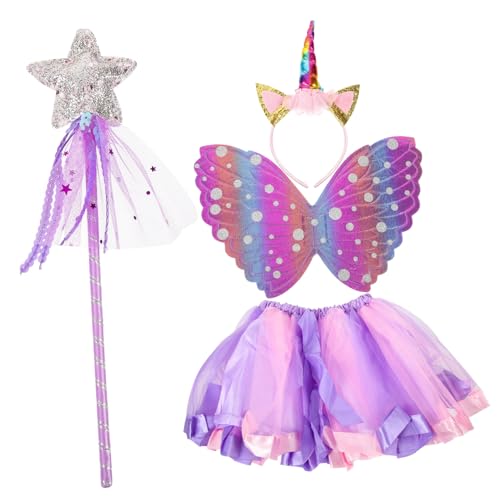 JEWEDECO 1 Satz feeflügeln verkleidung kinder Zauberhaftes Kostümset party outfit faschingskostüme Engelskostüm Flügel für Kostüm Kinderkleid Engelsflügel Schmetterlingsflügelstütze Tuch von JEWEDECO