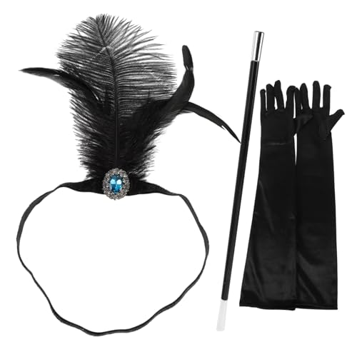 JEWEDECO 1 Set 1920Er Jahre Accessoires, Maskerade, Junggesellinnenabschied, Halloween Party Set, Teeparty, Haar Accessoires, Handschuhe Für Frauen, Teeparty, 1920Er Accessoires, Damen von JEWEDECO