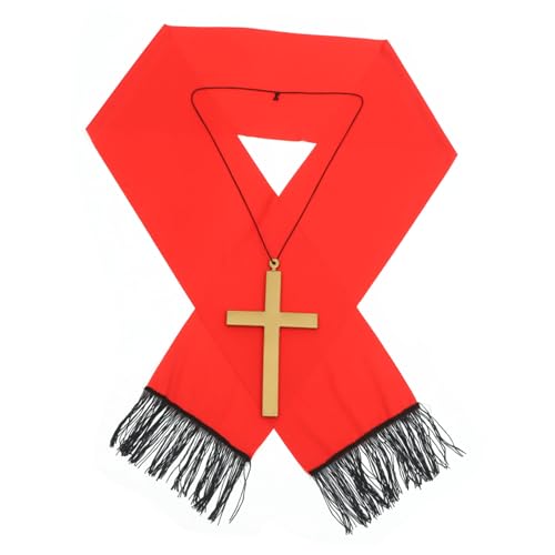 JEWEDECO 1 Set Halloween Requisiten Priester Nonne Priester Schal Kreuz Set Mönchskreuz Priester Zubehör Kruzifix Anhänger Priester Kostüm Zubehör Kreuz Anhänger Priester Kleidung von JEWEDECO