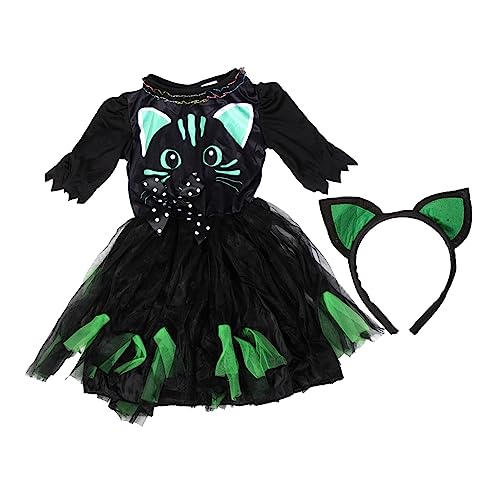 JEWEDECO 1 Set Halloween Schwarze Katze Hexenkostüm Für Kinder Katzenkostüm Für Mädchen Halloween Mädchen Katzenkostüm Kleid Mädchen Katzenkostüm Halloween Katzenkostüm Katzenkleid Und von JEWEDECO