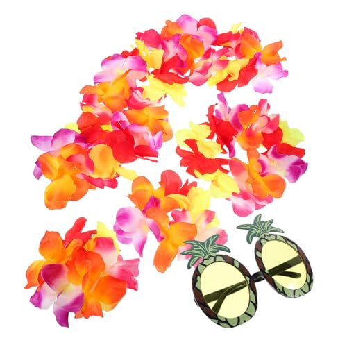 JEWEDECO 1 Set Hawaiian Lei Luau Stirnband Blumenarmband Strandparty Poolparty Brillen Hawaii Sonnenbrillen Hawaii Party Brillen Hawaii Party Foto Requisiten Strandparty Zubehör von JEWEDECO