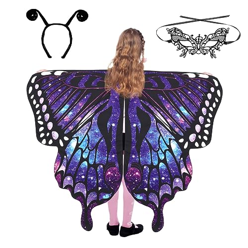 JEWEDECO 1 Set Nymphe Pixie Dress Up Halloween Schmetterlingsumhang Polyester Schmetterlingsflügel von JEWEDECO