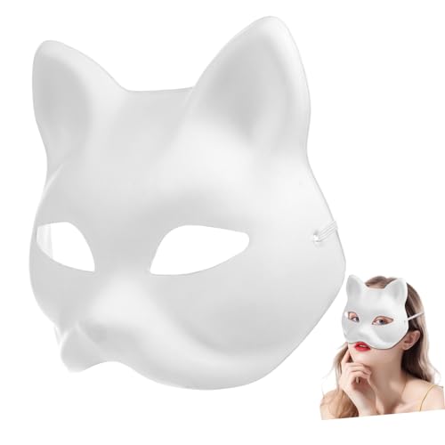 JEWEDECO 10 Stk Zellstoff-Maske katzenmaske hallowen masks cat maske karnevals maske Katze unbemalte Maske Tier-Halbgesichtsmasken handbemalte maske selber machen Partymaske Frauen Papier von JEWEDECO