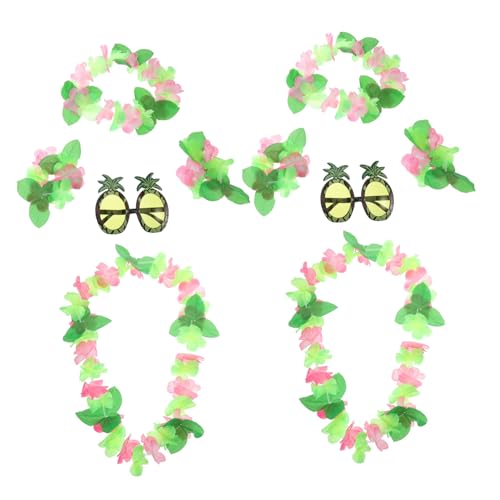 JEWEDECO 10-teiliges Hawaii-blumenkronen- Und Ananas-sonnenbrillen-set Für Damen Und Kinder Für Tropische Strandpartys Und Luau-dekorationszubehör von JEWEDECO