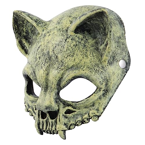 JEWEDECO 1Stk Halloween-Schädel-Maske Halloween-Partymaske Streichmaske gruselige Gesichtsbedeckung Wolf halloween costume halloween kleidung Kopfmaske Kostüm Maske PU-Schaum Yellow von JEWEDECO