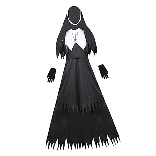 JEWEDECO 1stk Halloween-zombie-uniform Nonnenkostüm Für Erwachsene Dekorative Kleidung Halloweenkostüm Vampirumhang Nonne-halloween-kostüm Sprengen Paar Hühnerkostüm Black Baumwollmischung von JEWEDECO