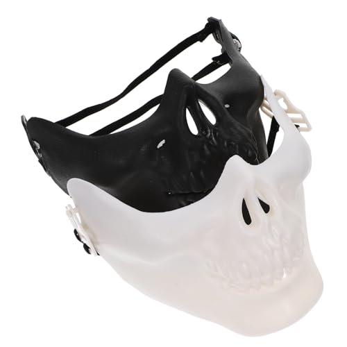 JEWEDECO 2 Stück Skelett Vollgesichtsmaske Halloween Für Cosplay Maskerade Party Schwarz Und Weiß Idealer Für Schaurige Anlässe von JEWEDECO