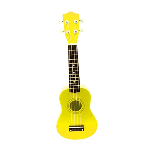 JEWEDECO 21 Zoll Holz Ukulele Für Kinder Lustiges Musikinstrument Aus Massivem Holz Ideales Gitarrenspielzeug Für Die Frühpädagogik Gelbe Sopran Ukulele Für Kreative Spielstunden von JEWEDECO