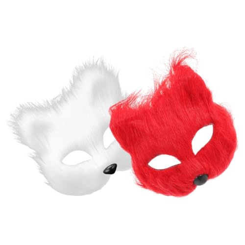 JEWEDECO 2St Fuchs Maske Maskenball Cosplay-Maske realistische maske Lustige Maske Halbe Gesichtsmaske Halloween-Maske Halloween-Fuchsmaske Karnevalsmaske Kostümpartyzubehör ，， von JEWEDECO