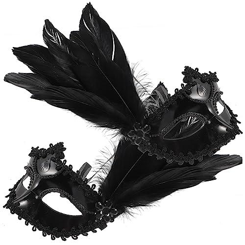 JEWEDECO 2St Karnevalsmaske Maske für Frauen Karneval Halbmasken Festival-Masken für Erwachsene halloween masken halloweenmaske opmasken Maskerade Masken dekorative Federmaske Plastik Black von JEWEDECO