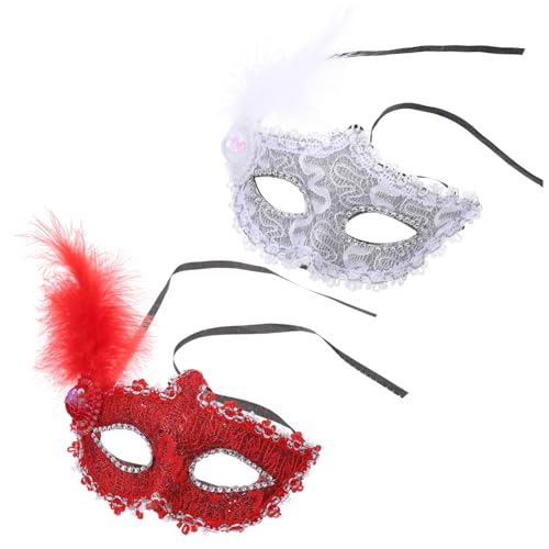 JEWEDECO 2st Venezianische Maske Frauen Maskerade Masken Outfit Maskerade-masken Für Frauen Halloween-cosplay-requisiten Abschlussball Masken Spitze Maskerade Karneval-maske Kostüme Plastik von JEWEDECO