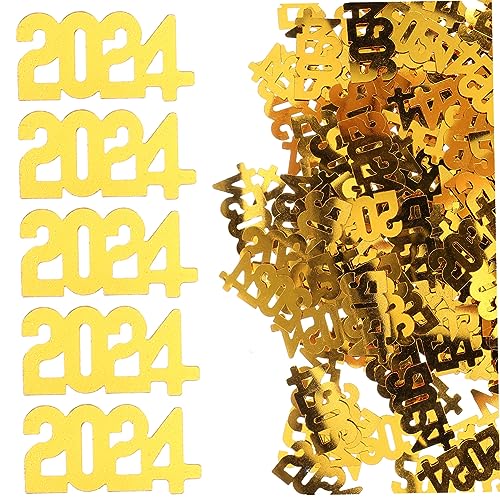 JEWEDECO 3 2024 Konfetti Abschlusskonfetti 2024 Frohes Neues Jahr Partydekoration Partydekorationen Party-Szene-Layout Streusel Für Das Neue Jahr 2024 Partyschmuck Partyzubehör Harz Golden von JEWEDECO