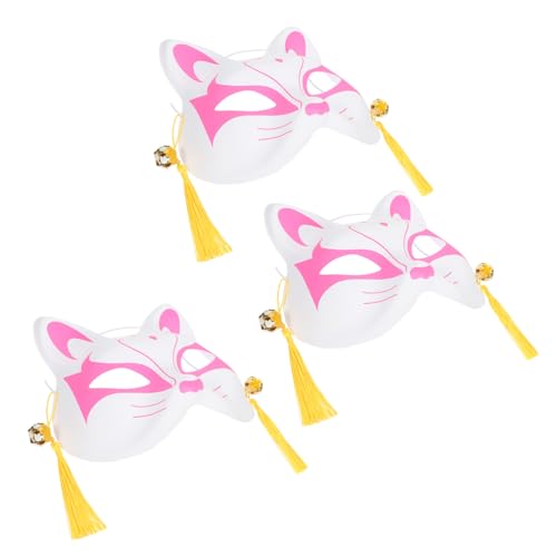 JEWEDECO 3St Fuchs Halbgesichtsmaske tierische Maskerade Halbgesichts-Cosplay-Masken Party-Masken halloween mitgebsel halloween oblaten Masken im japanischen Stil dekorative Masken PVC Rosa von JEWEDECO