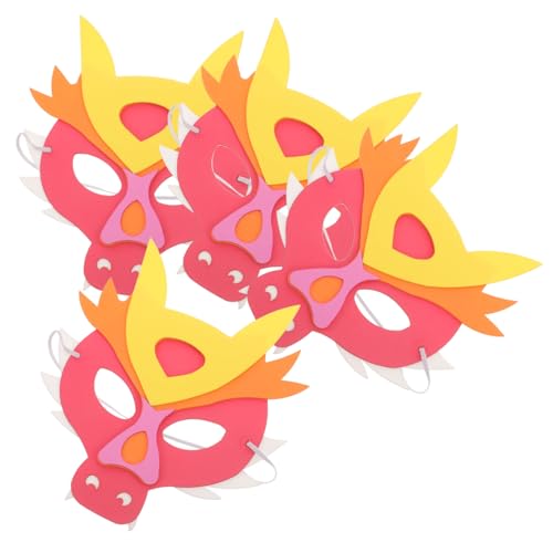 JEWEDECO 4 Stück Kindermaske Zum Jahr Des Drachen, Drachenmasken, Drachenmaske Für Kinder, Tiermaske Für Cosplay, Dekorative Maske, Cosplay Tiermaske, Tiermaske Für Party, Drachenmaske Für von JEWEDECO