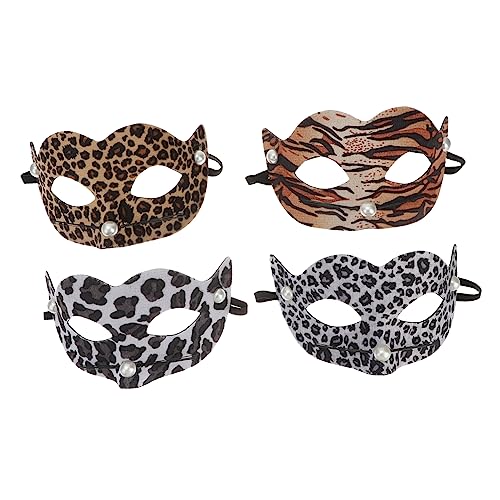 JEWEDECO 4 Stück Leoparden-pvc-maske Kostümmasken Halloween-kostüme Für Männer Cosplay-masken Leoparden-dekor Halloween-maske Karnevalsmaske Halbmaske Halloween-requisiten Halloween-gesicht von JEWEDECO