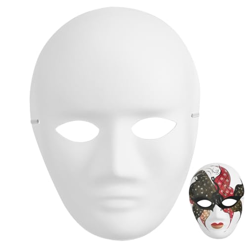 JEWEDECO 4 Stück Maskerade-maske Therische Maske Klar Cosplay Maskerade Maske Karneval Party Maske Leere Kostümmasken Maske Aus Pappmaché Bemalbare Maske Halloween-diy-maske Papier Weiß von JEWEDECO