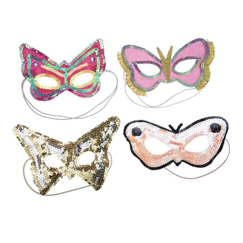 JEWEDECO 4 Stück Schmetterlingsmaske Maskenball Masken Kindermaske Foto-Requisiten-Maske kinder dekor halloweenmaske halloween gesichtsmaske Maskerade-Maske Halbgesichtsmaske Vlies Colorful von JEWEDECO