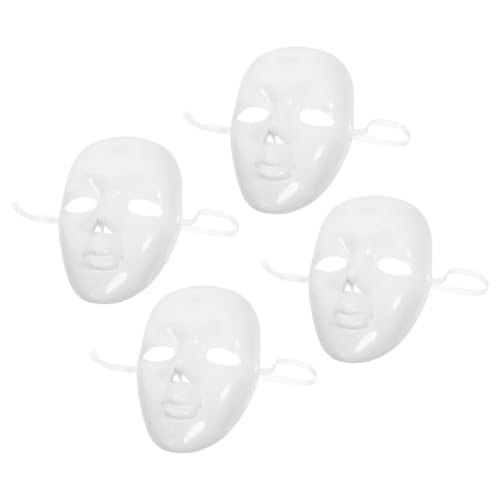 JEWEDECO 4 Stück leere handgezeichnete maske Cartoon-Dekorationen Paar Dekorationen Maske Maske Halloween-Maske Gesichtsmaske DIY-Maske leere Maske Maskerademaske weiße Plastikmaske von JEWEDECO