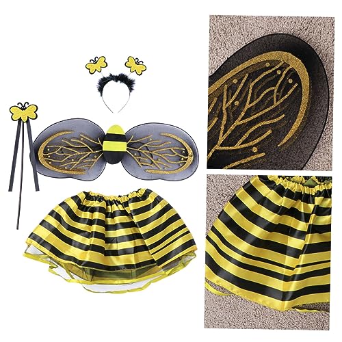 JEWEDECO 4 Teiliges Bienenkostüm Set Für Mädchen Enthält Bienen Stirnband Zauberstab Tutu Rock Und Flügel Ideal Für Karneval Fasching Und Rollenspiele üßes Feenkleid Für Kleine von JEWEDECO