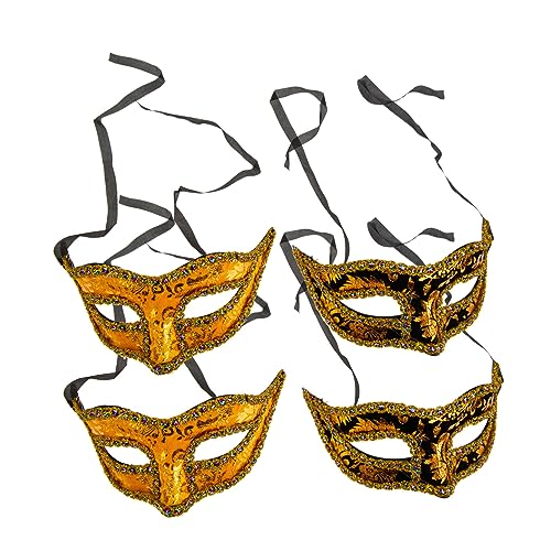 JEWEDECO 4er Set Herren Halbmaske Für Maskenball Und Halloween Dekorative Stoffmaske Für Kostümpartys Fasching Und Karneval Elegante änner Maske Für Kostümdekoration von JEWEDECO