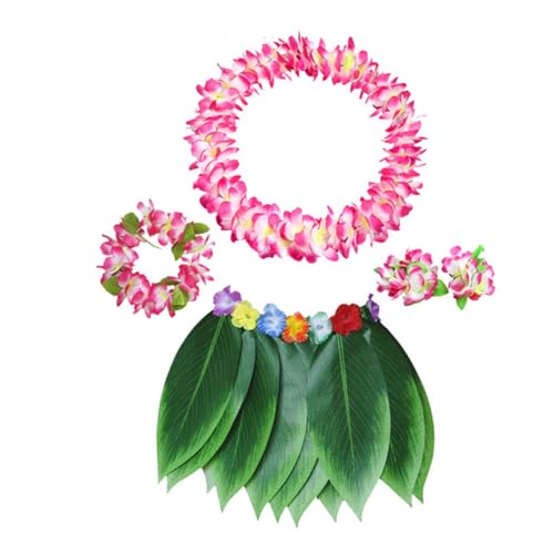 JEWEDECO Party Dekorationen Hawaii 5 Stücke Set Kinder Hawaiian Kostüme Blumenrock Armband Stirnband Festliche Luau Lieferungen von JEWEDECO