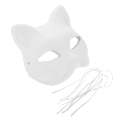 JEWEDECO 5 Stück Katzen Gesichtsmaske Zum Selbermachen Leere Umweltschonende Zellstoffmaske Für Halloween Cosplay Und Partymaskerade Bemalbar Und Individuell Gestaltbar Ideal Für von JEWEDECO