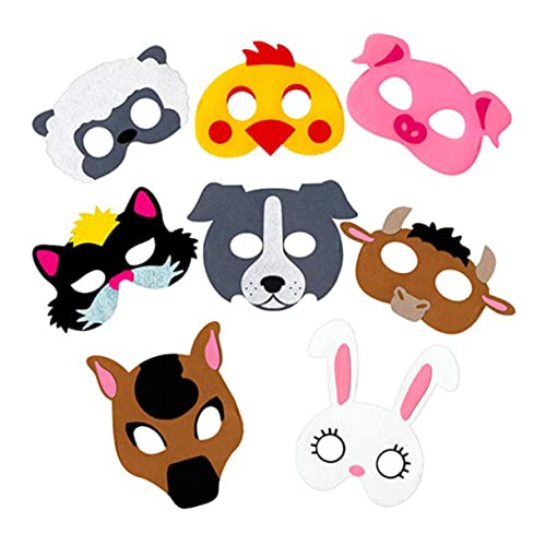 JEWEDECO 8 Stück Cartoon Nutztiermasken Halbgesichtsmaske Für Kinder Perfekt Für Halloween Cosplay Und Kreative Rollenspiele Tiermotive Für Unvergessliche Partys Und Feste von JEWEDECO