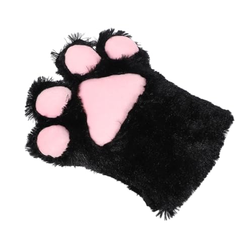 JEWEDECO Bärenklauenhandschuhe Weiße Kinderhandschuhe Kinderkostüme Fursuit-pfoten Schwarze Pfoten Katzenhandschuhe Für Frauen Katzenpfoten Fingerlose Handschuhe Hochwertiger Pv-samt Black von JEWEDECO