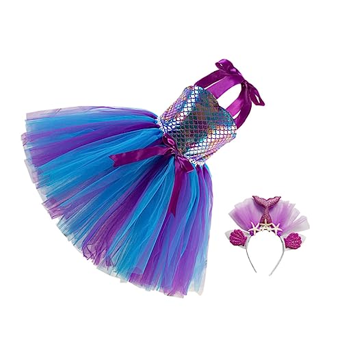 JEWEDECO Blumenmädchen Kleid Set Mädchen Party Cosplay Kostüm Mit Haarband Performance Rock Für Festliche Anlässe Rosa Größe 110 140 von JEWEDECO