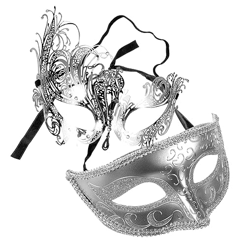 JEWEDECO Cosplay Augenmaske Set Für Kostümparty Dekorative Maske Für änner Und Frauen Festival Und Halloween Maskerade Silberne Maske Für Karneval Und Bühnenaufführungen von JEWEDECO