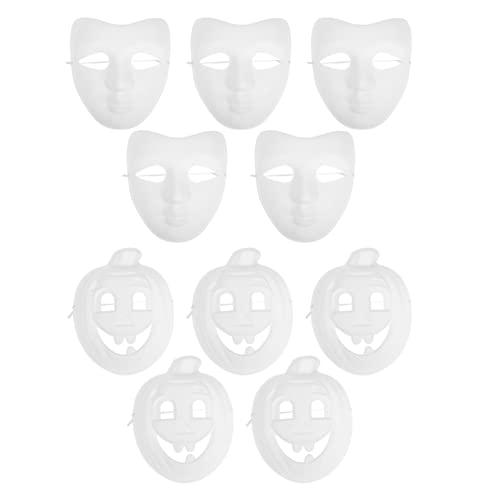 JEWEDECO DIY Papiermasken Zum Handbemalen Weiße Pulp Papiermasken Für Halloween Und Kostümpartys Inklusive Kürbis Maske Und V Gesichtsmaske von JEWEDECO