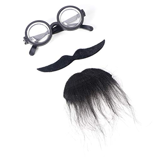 JEWEDECO DREI Teilige Halloween Kostüme Selbstklebende Fake Brille Bart Schnurrbart Goatee Set Gesichtshaar Cosplay Requisiten Verkleidung Dekoration Für Maskerade Kostümparty D von JEWEDECO