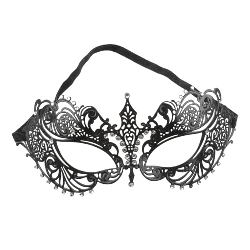 JEWEDECO Halloween Kostüme Damen Schwarze Metallmaske Verziert mit Kristall Strasssteinen Elegant und Robust von JEWEDECO