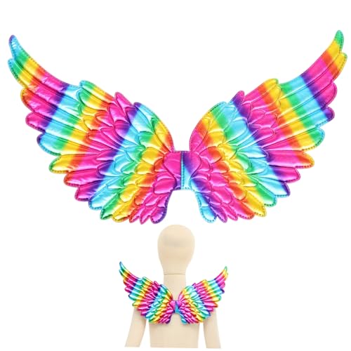 JEWEDECO Elfen-engelsflügel Zubehör Abs Halloween-cosplay-flügel Halloween-kostümflügel Hinterer Flügel Weihnachts-performance-requisite Feenflügel Primzahl Flügel Kostüm Polyester Colorful von JEWEDECO