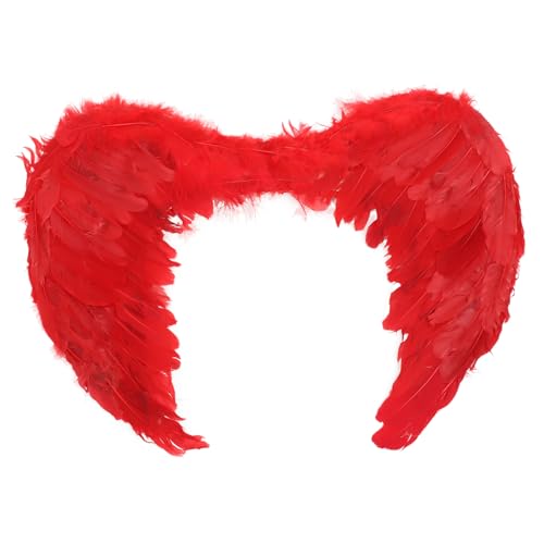 JEWEDECO Engelsfederflügel Engelsflügel Cosplay-kostüm Für Mädchen Weihnachts-cosplay-flügel Flügel Kostüm Engel Kostüm Zubehör Feenflügel Selber Machen Leistungsflügel Bühne Rot Gummiband von JEWEDECO