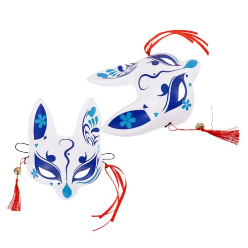 JEWEDECO Fuchs-dämonenmaske Weiße Papiermaske Fuchs Halbe Gesichtsmaske Katze Leere Maske Halbmasken-cosplay Katze Cosplay-maske Fuchs Maske Cosplay Halloween-fuchsmaske Fuchsmasken Pvc von JEWEDECO