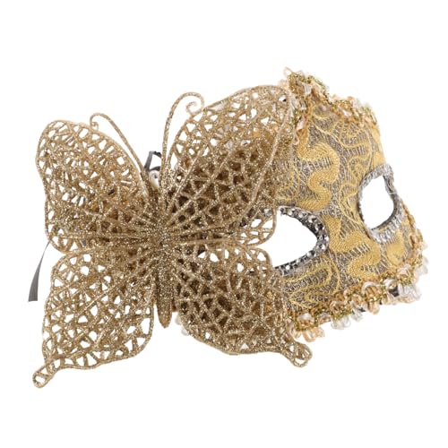 JEWEDECO Halbgesichtsmaske Schmetterling Maskerade-maske Für Paare Opernmasken Abschlussball Maske Venezianische Maskerade Maske Halloween-maske Halbmaske Cosplay-maske Golden Plastik von JEWEDECO