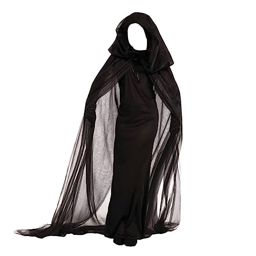 JEWEDECO Halloween-hexenkleid Für Rollenspiele Hexenmantel Schwarzes Kleid Gothic-outfits Kleider Für Damen Dunkles Geisterkleid Hexenkostüm Für Cosplay Halloween Verkleiden Maskerade Black von JEWEDECO