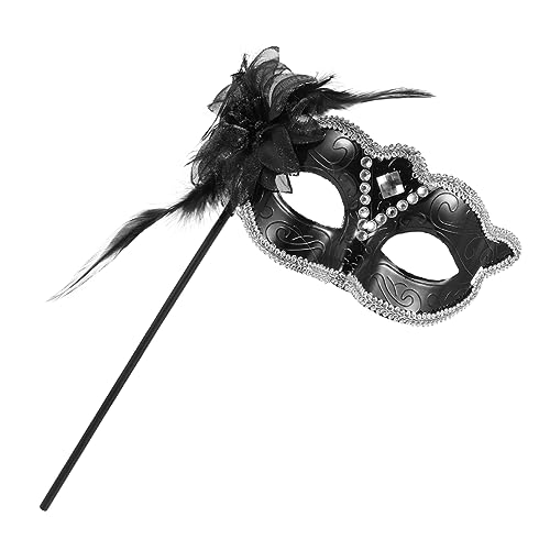 JEWEDECO Federleichte Maske Für Damen Elegante Handheld Maske Für Karneval Maskenball Und Cosplay Schlichte Schwarze Verkleidung Mit Blumenmotiv Perfekt Für Partys Und von JEWEDECO