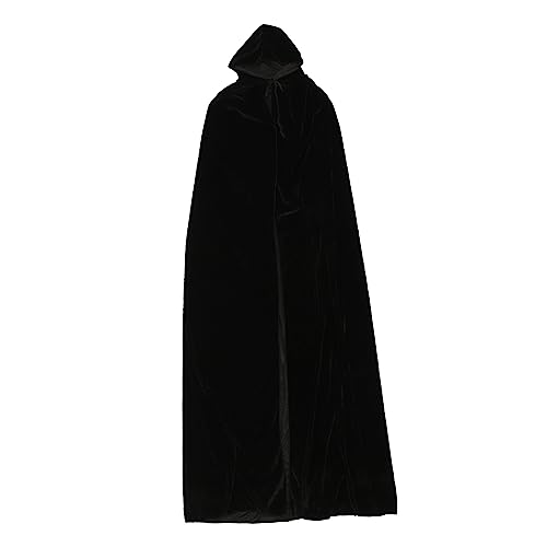 JEWEDECO Hexenumhang Umhang Weihnachtsmantel mit Kapuze Schwarzes Cape Halloween umhang Damen Kleider Kapuzenpullover Damen Halloween-Foto-Requisite Halloween-Mantelverzierung Goldener Samt von JEWEDECO