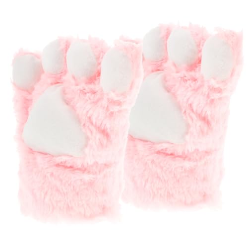 JEWEDECO Pfotenschutz Für Katzen Kuschelige Katzenpfoten Für Cosplay Üschige Krallenhandschuhe Pink Für Erwachsene Ideal Für Karneval Halloween Kostümpartys von JEWEDECO