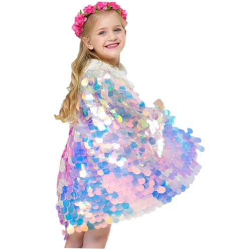 JEWEDECO Paillettenmantel süße Accessoires Mädchen-Outfits prinzessin zubehör Paillettenumhang Kostüm für Mädchen halloween costume halloween kleidung Mädchen Umhang Performance-Kleidung von JEWEDECO